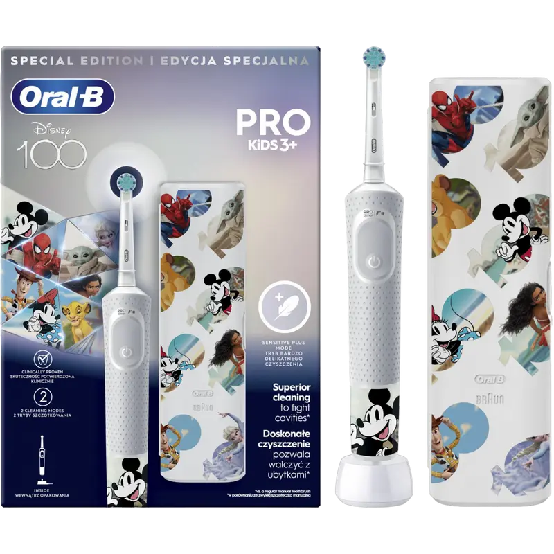 Электрическая зубная щетка Для детей Braun Kids Vitality PRO D103 Disney Белый | Серый