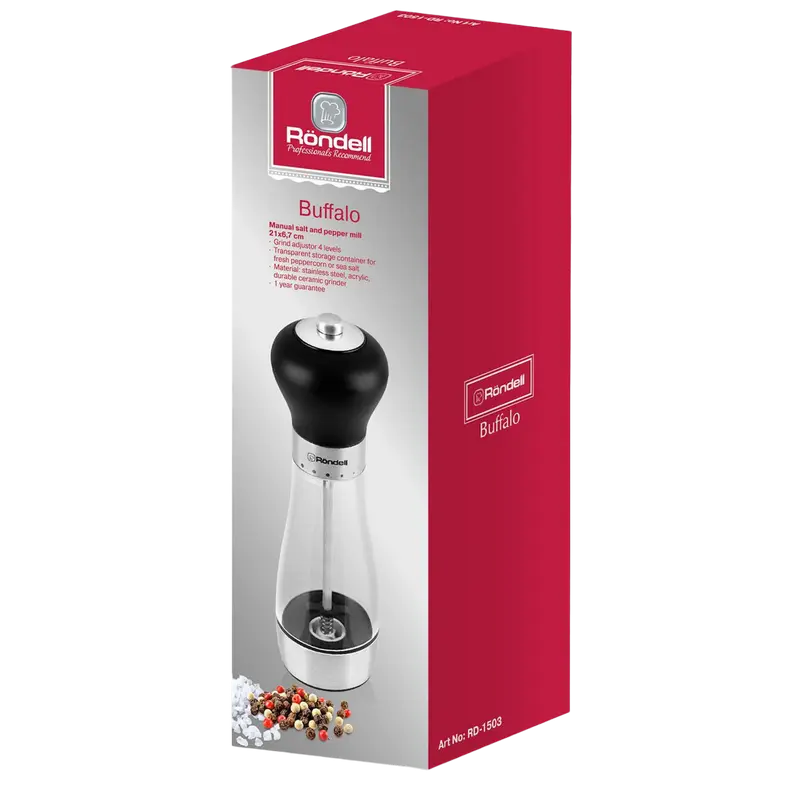 Измельчитель для соли и перца Rondell RD-1503 Buffalo Черный