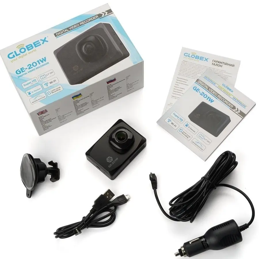 Автомобильный видеорегистратор Globex GE-201w Черный