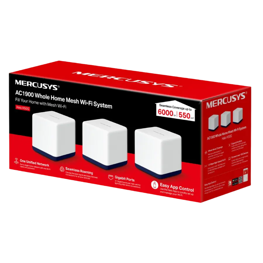 Sistem Wi-Fi Mesh MERCUSYS Halo H50G (3-pack) Alb