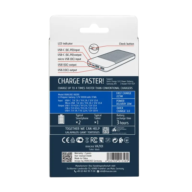 Acumulator extern Rivacase VA2101 Negru