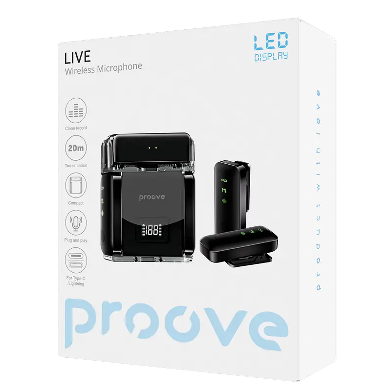 Портативный записывающий микрофон Proove Live Беспроводной Черный