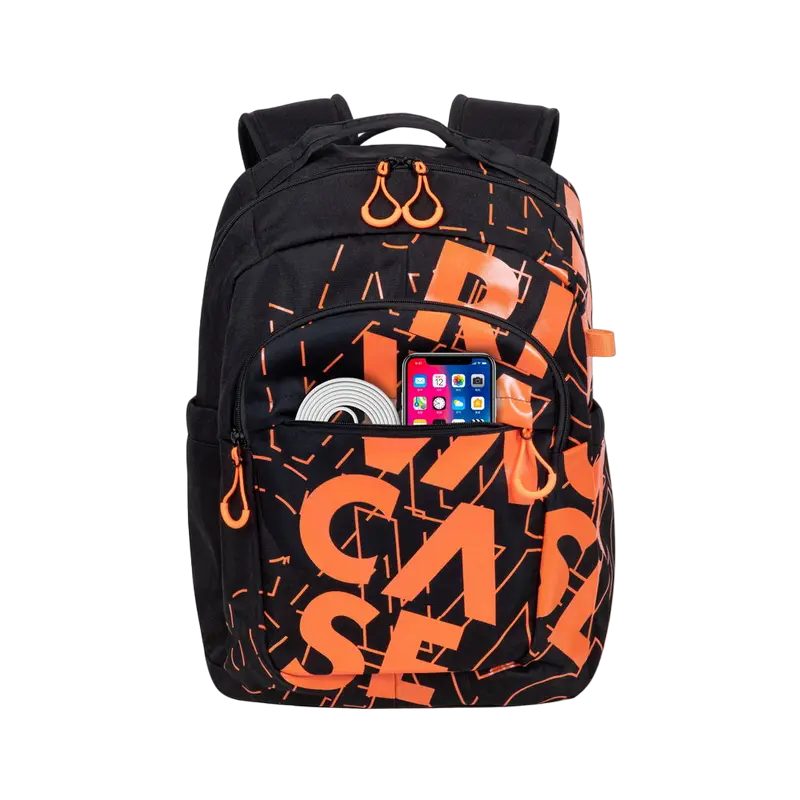 Rucsac zilnic Rivacase Heide Negru/Portocaliu