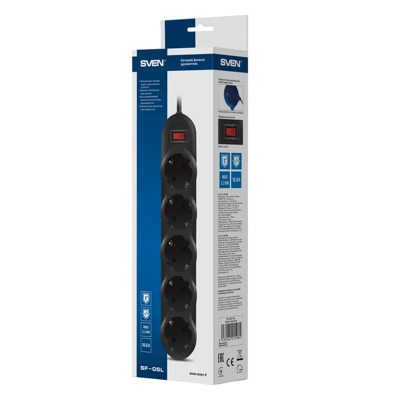 Prelungitor electric SVEN SF-05L Negru