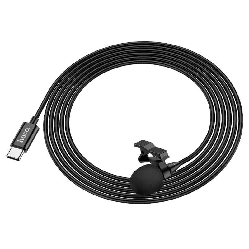 Портативный записывающий микрофон Hoco L14 Type C Проводной аналоговый Черный