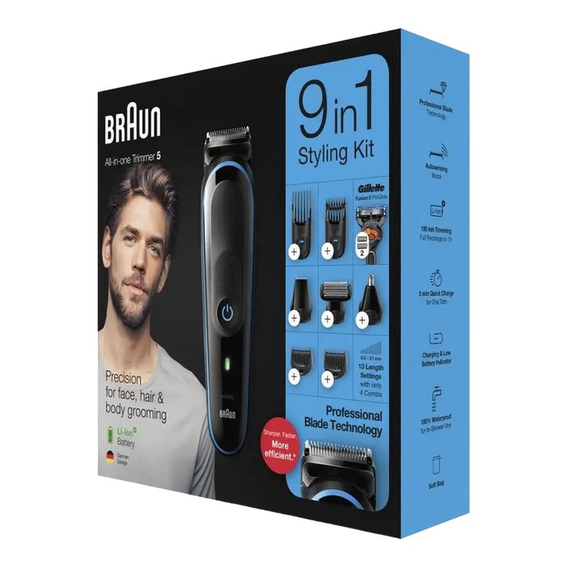 Мужской Триммер Braun MGK5280 9in1 Черный | Синий