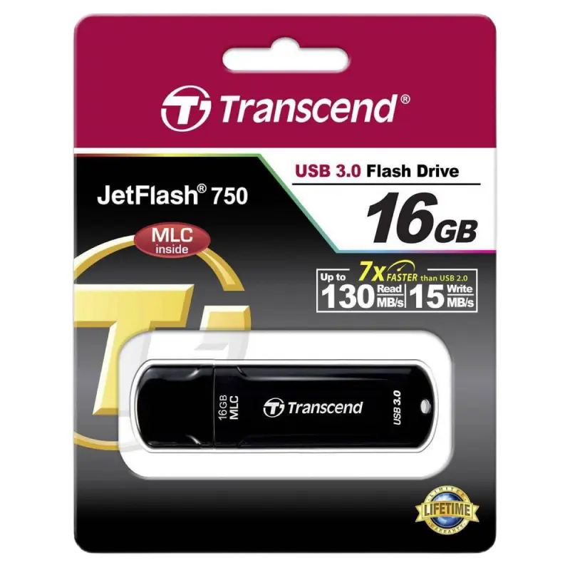 USB Flash накопитель Transcend JetFlash 750 16ГБ Чёрный