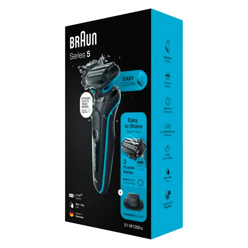Электробритва мужская Braun Series 5 51-M1200s Черный | Синий