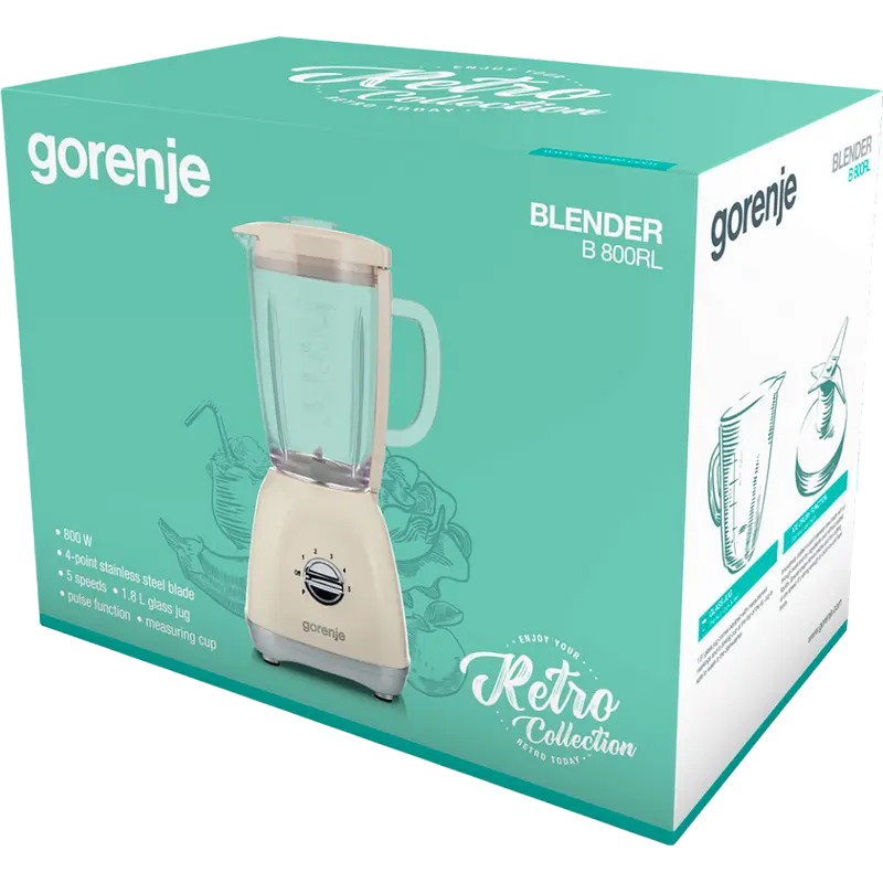 Стационарный блендер Gorenje Retro Collection B800RL Бежевый
