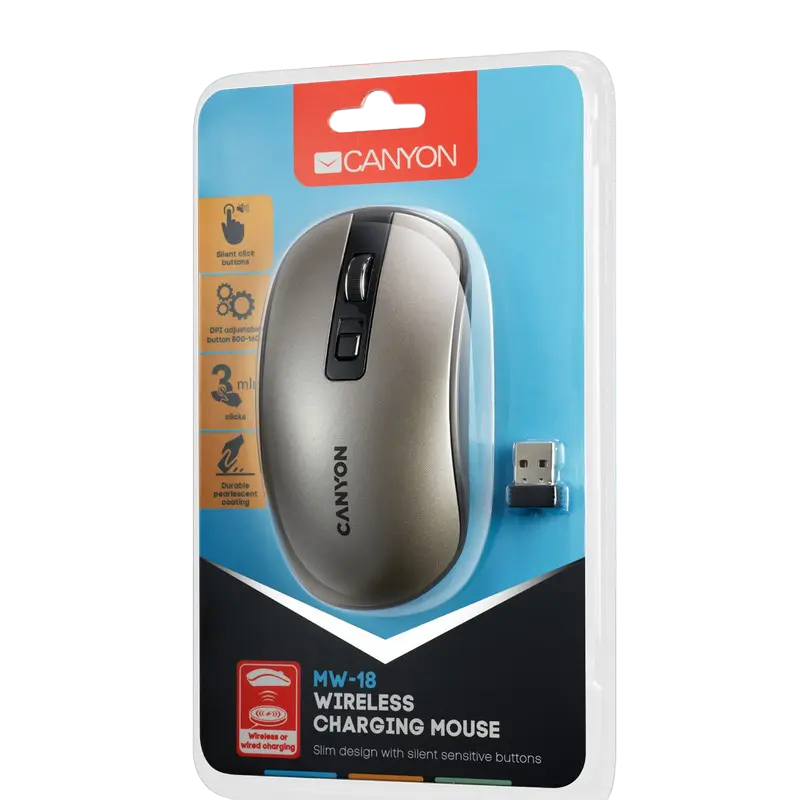 Mouse Wireless Canyon MW-18 Fără fir Gri