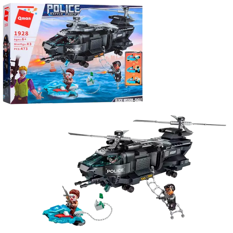 Set Qman Block Mission-Eagle Helicopter Negru