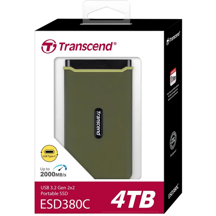 Внешний портативный SSD накопитель Transcend ESD380C 4 ТБ Military Green