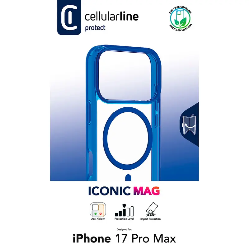 Husă Cellularline Apple iPhone 17 Pro Max Iconic Mag Case Iconic Mag Albastru