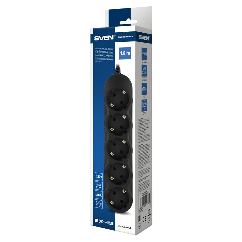 Сетевой фильтр SVEN EX-I5 Черный