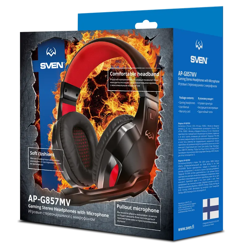 Наушники SVEN AP-G857MV Чёрный/Красный