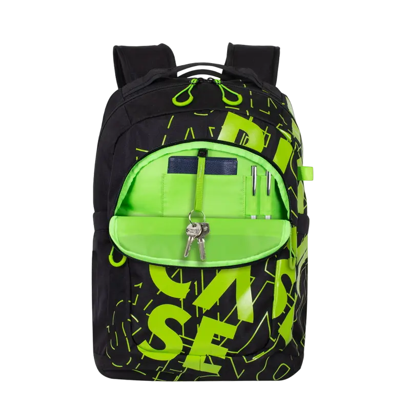 Повседневный рюкзак Rivacase Heide Чёрный/Лайм