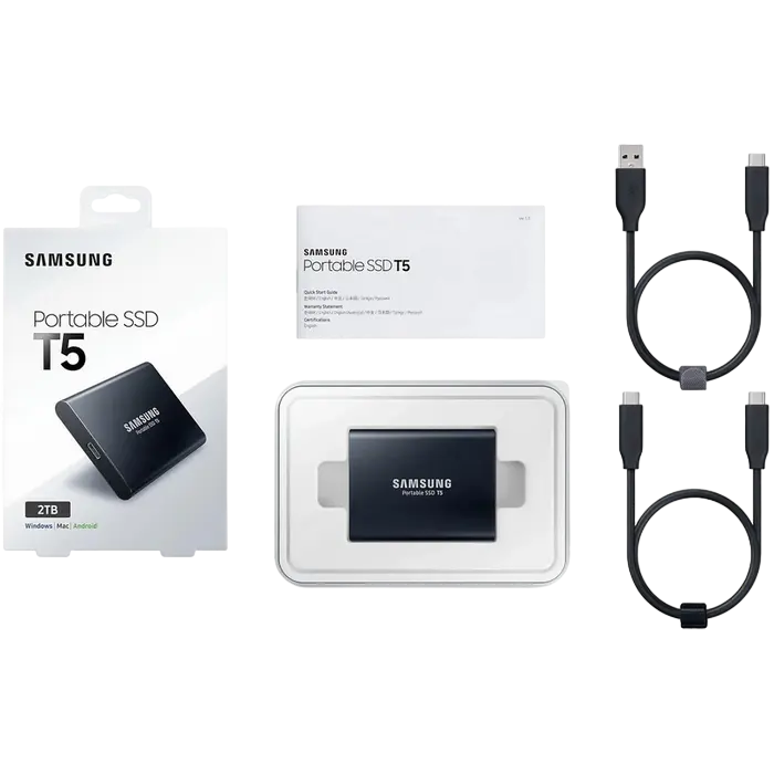 Внешний портативный SSD накопитель Samsung T5 2 ТБ Чёрный