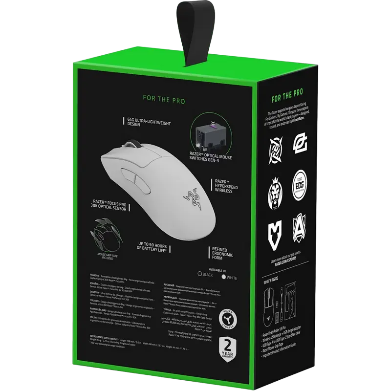 Беcпроводная мышь Razer DeathAdder V3 Pro Беспроводное Белый