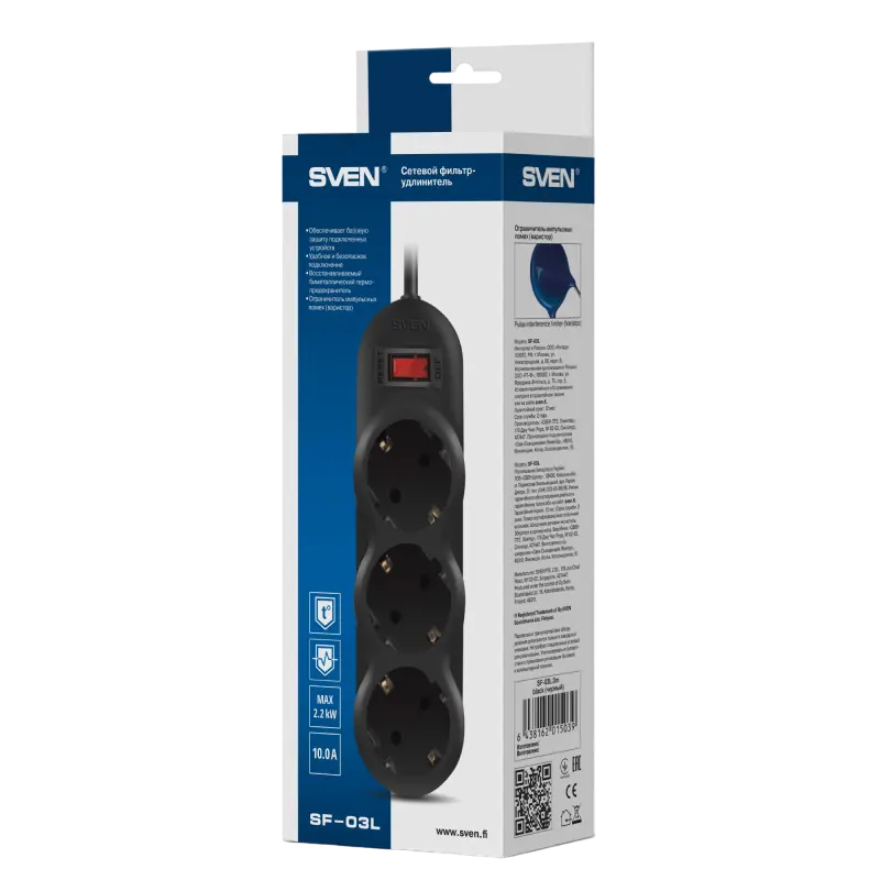 Prelungitor electric SVEN SF-03L Negru