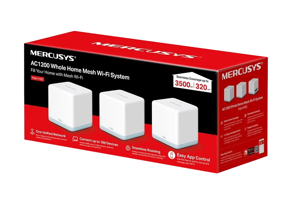 Sistem Wi-Fi Mesh MERCUSYS Halo H30 (3-pack) Alb
