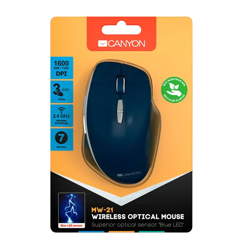 Беcпроводная мышь Canyon MW-21 Беспроводное Синий