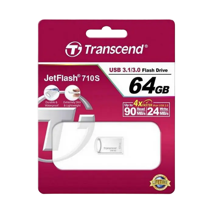 USB Flash накопитель Transcend JetFlash 710 64ГБ Серебристый