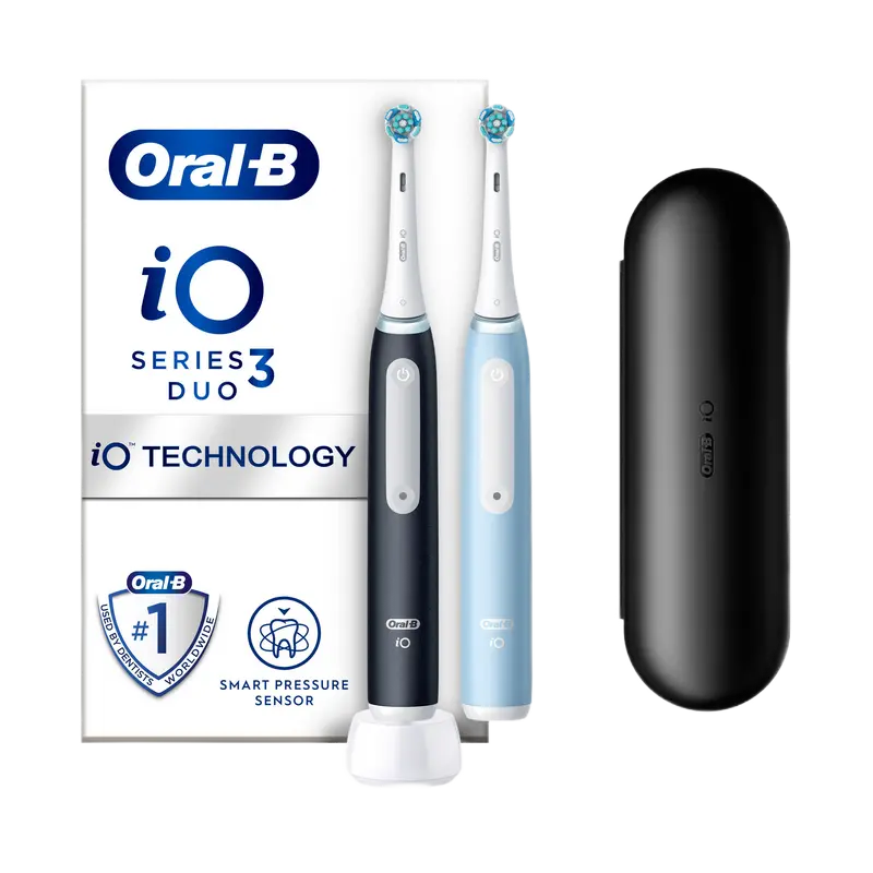 Periuță de dinți electrică Pentru adulți Braun Oral-B iO3 Negru mat | Albastru glacial