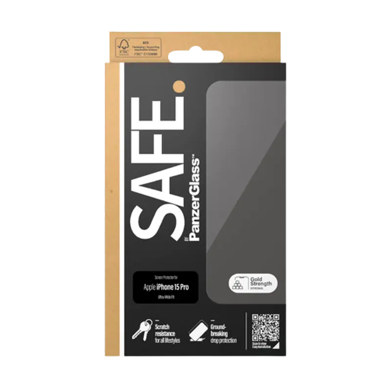 Sticlă de protecție PanzerGlass Apple iPhone 15 Pro Tempered Glass UWF SAFE. Transparent