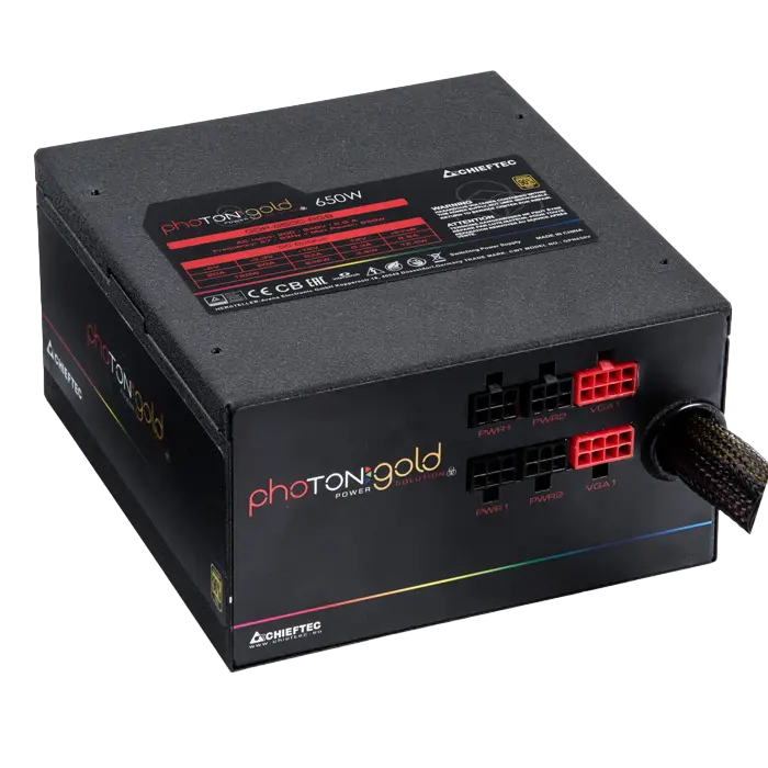 Tip Блок питания для компьютеров Chieftec GDP-650C-RGB Photon Gold Series ATX Черный