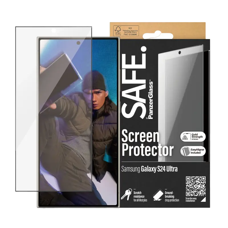 Защитное стекло PanzerGlass Samsung Galaxy S24 Ultra Tempered Glass UWF SAFE. Прозрачный