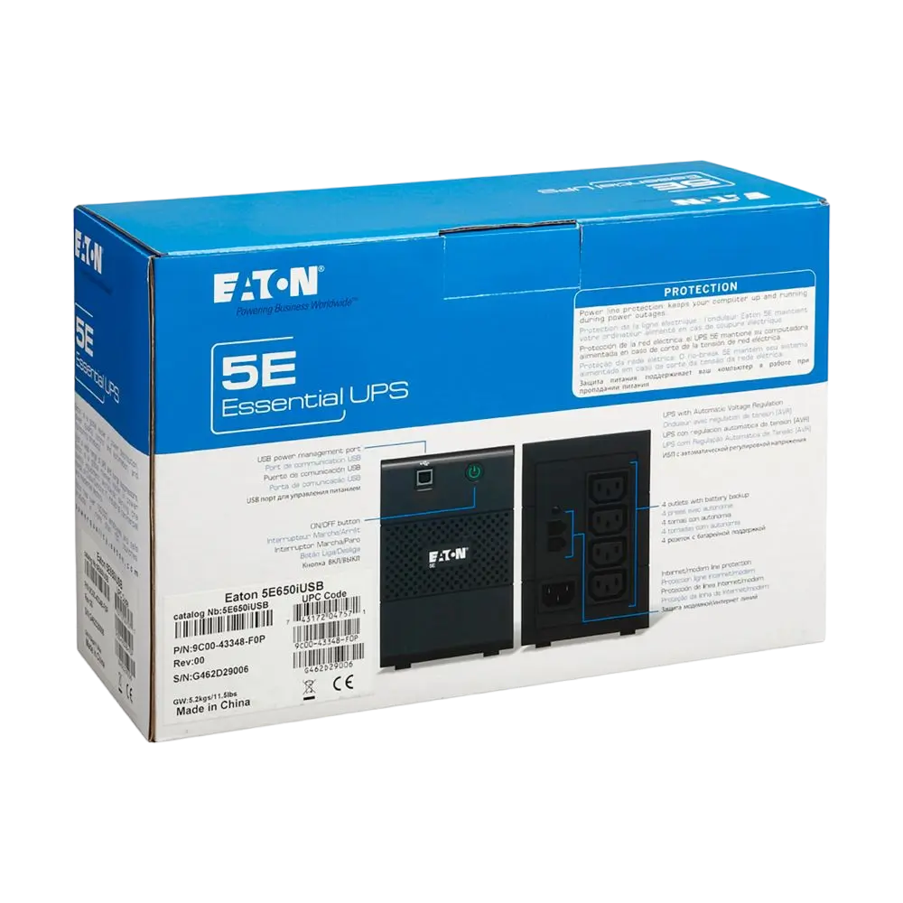 Sursă de alimentare neîntreruptibilă Eaton 5E650iUSB Negru
