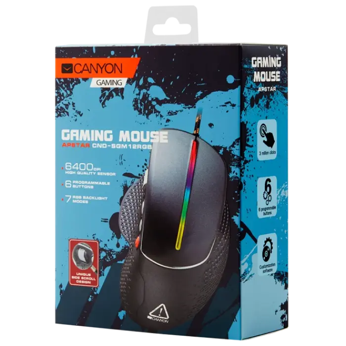 Игровая мышь Canyon Apstar Проводное Чёрный
