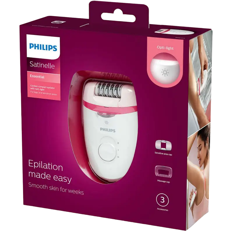 Эпилятор Philips Satinelle Essential Белый/Розовый