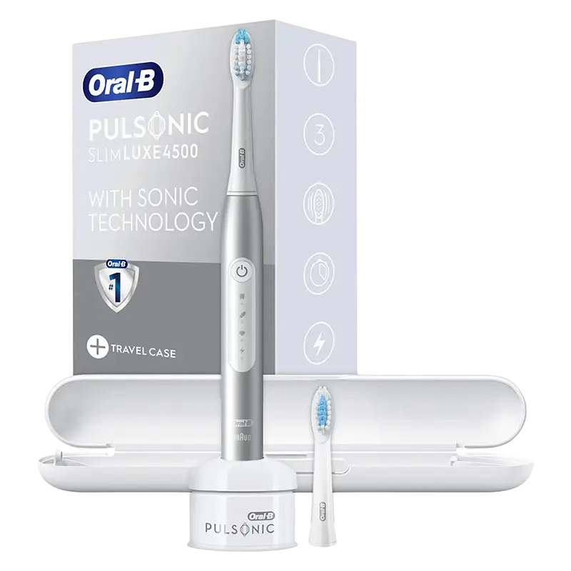 Periuța de dinți electrică sonică Pentru adulți Braun Pulsonic Slim Luxe 4500 Argintiu