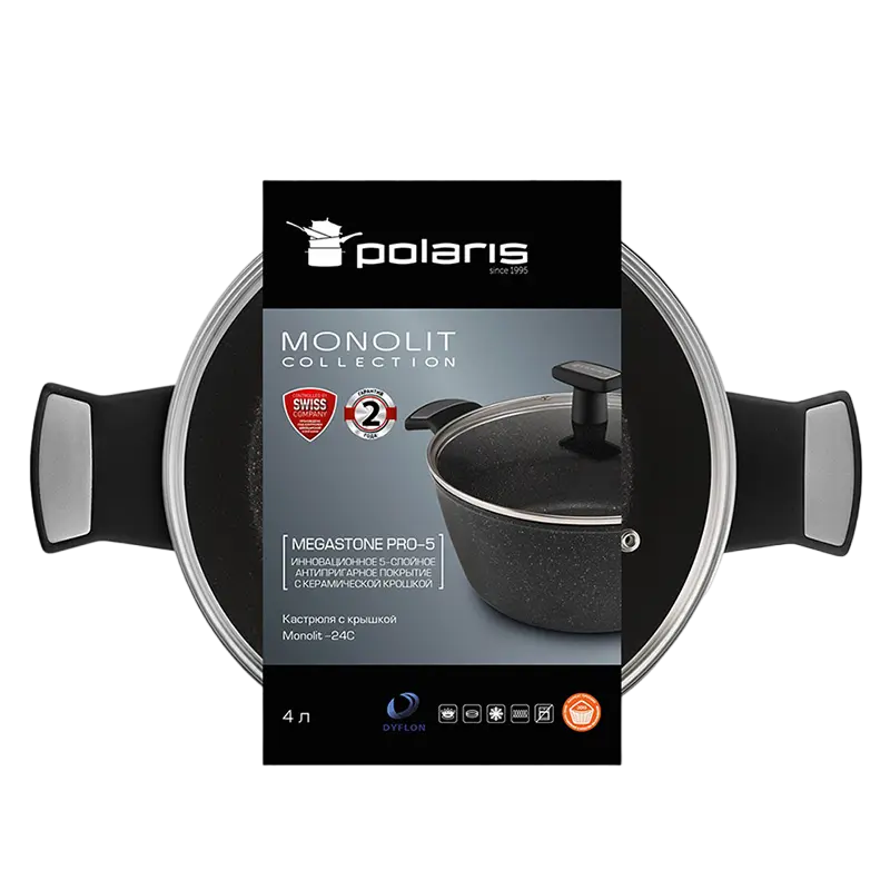Кастрюля Polaris Monolit-24C Monolit Чёрный