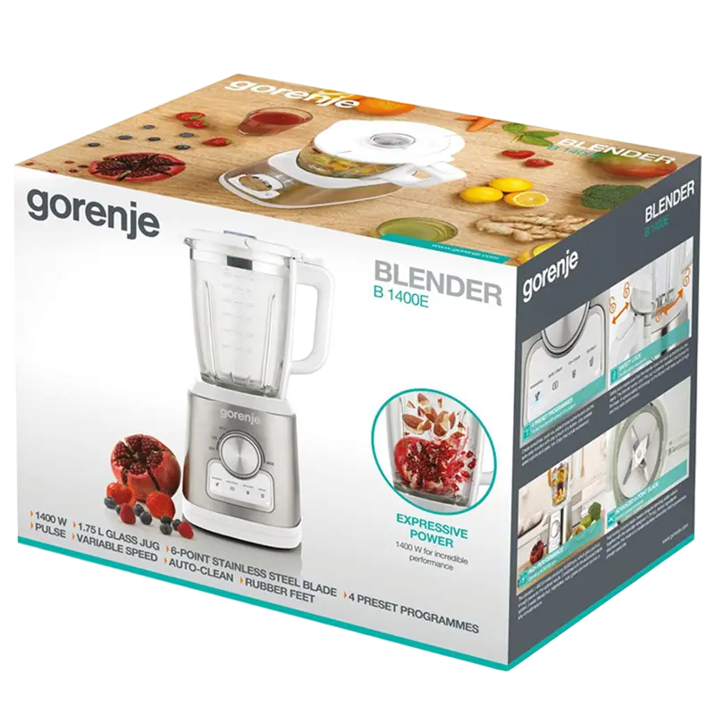 Стационарный блендер Gorenje B1400E Белый | Серебристый