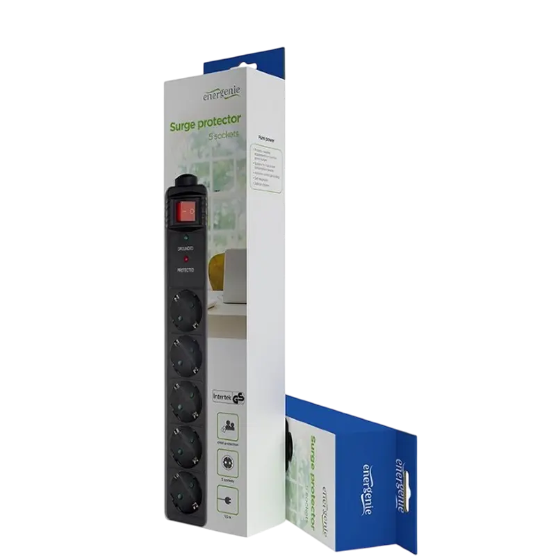 Prelungitor electric Gembird SPG5-C-5 Negru