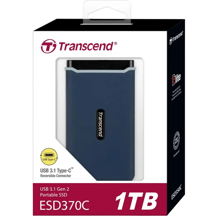 Внешний портативный SSD накопитель Transcend ESD370C 1 ТБ Морской Синий