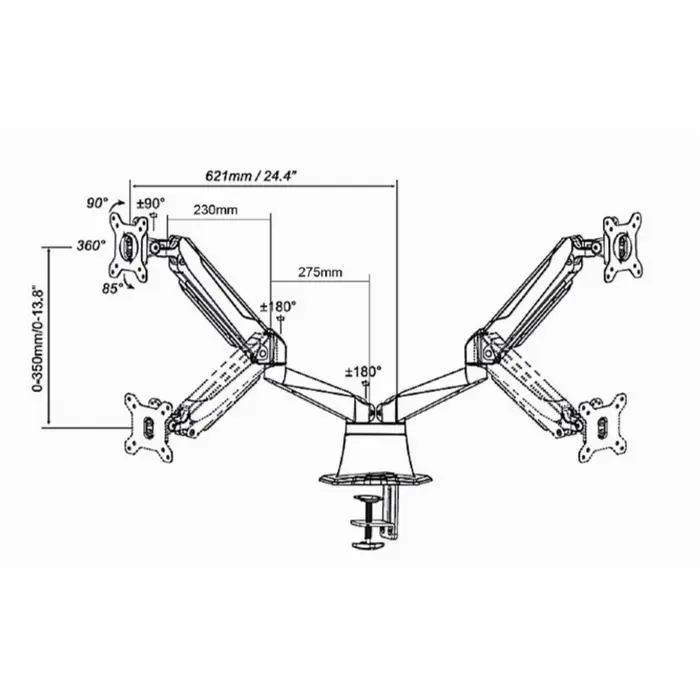 Suport birou pentru monitoare Gembird MA-DA2-01 Negru