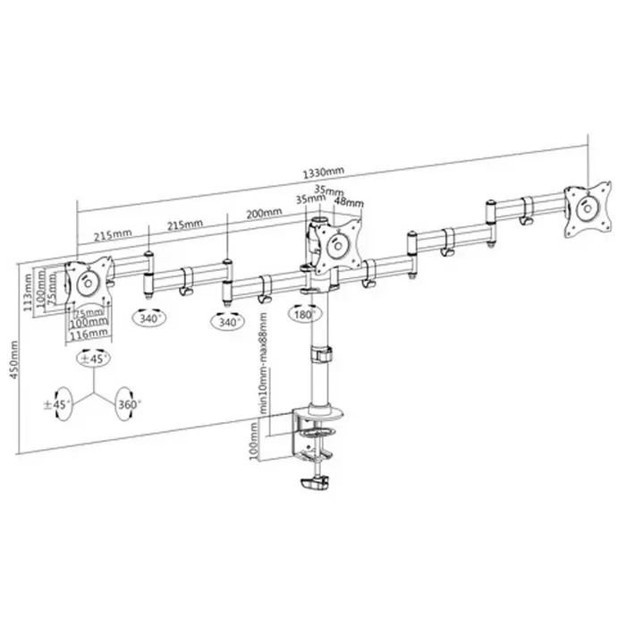 Настольный кронштейн для монитора ITech MBS-13F Черный