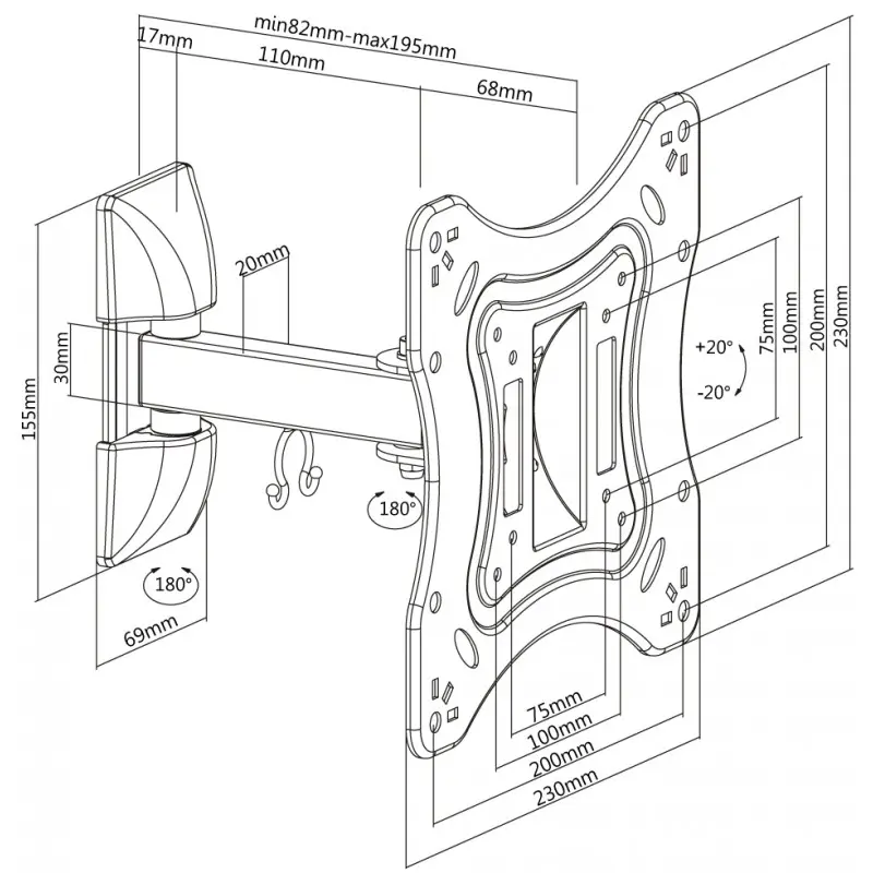 Кронштейн для телевизора Reflecta Flexo 42-2020T2 Черный