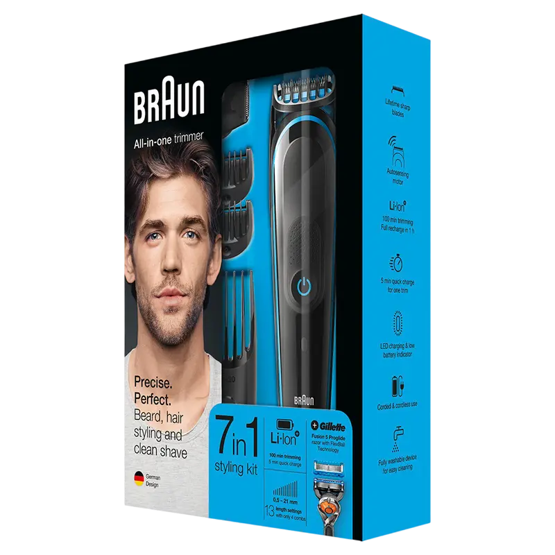 Trimmer pentru bărbați Braun MGK5045 Negru | Albastru