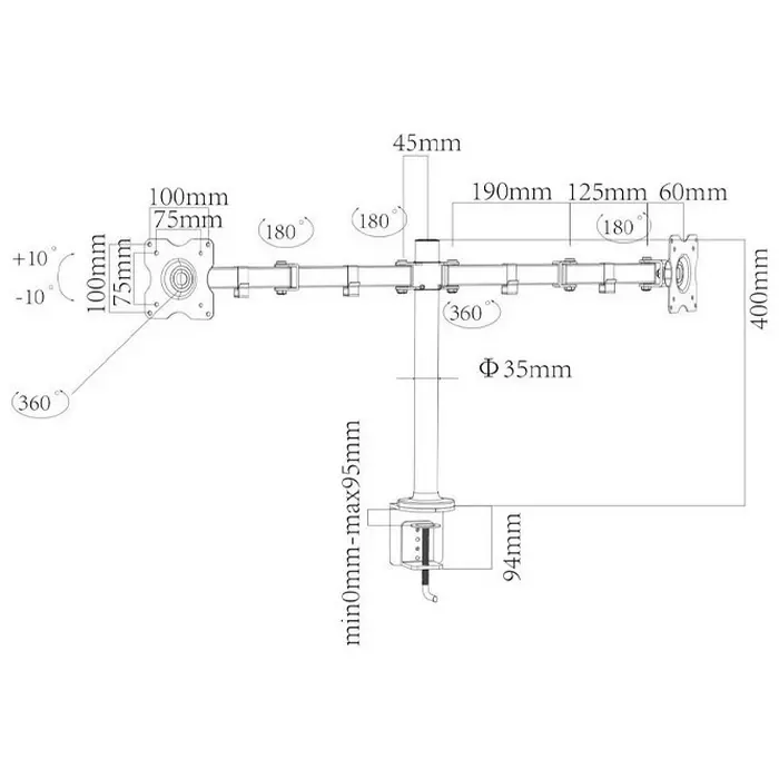 Настольный кронштейн для монитора CHARMOUNT CT-LCD-DS1803 Черный