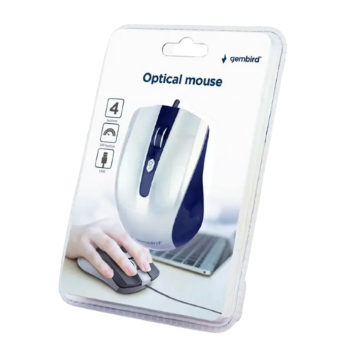 Мышь Gembird MUS-4B-01 Проводное Черный/Серебристый