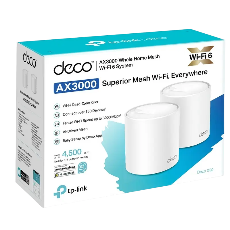 Домашняя Mesh Wi-Fi система TP-LINK Deco X50 (2-pack) Белый