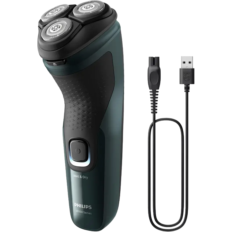 Электробритва мужская Philips 3000X Series Черный | Зелёный
