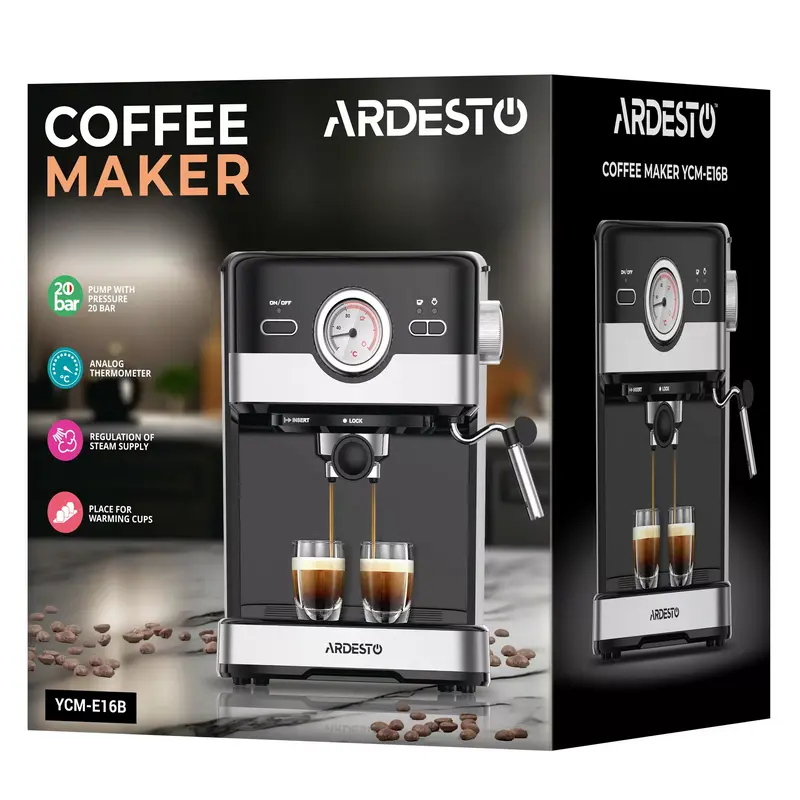 Кофеварка рожковая Ardesto YCM-E16B Черный