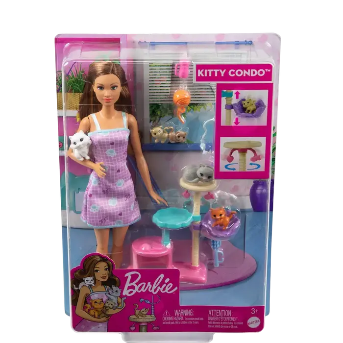 Barbie Playing with Cat
