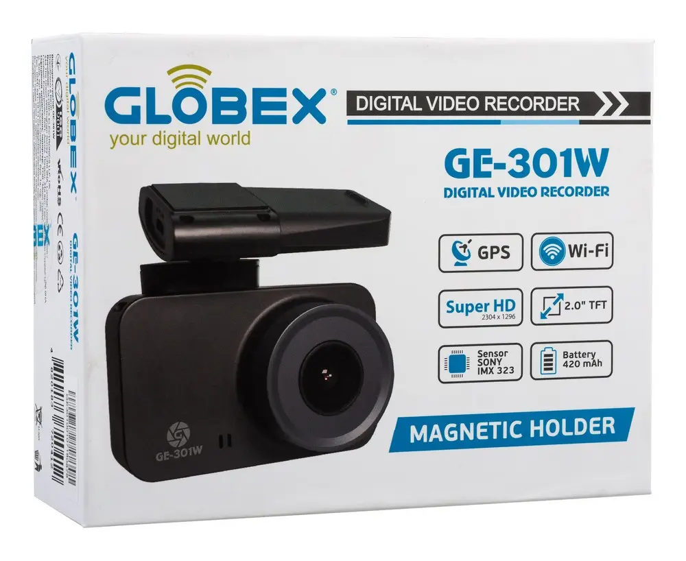 Автомобильный видеорегистратор Globex GE-301w Черный