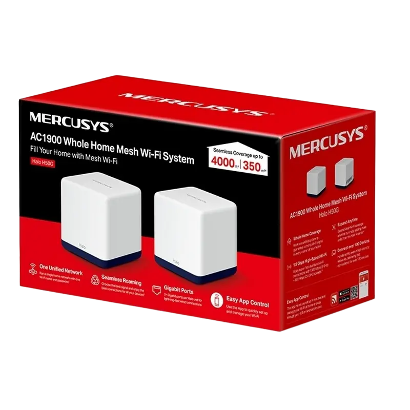 Домашняя Mesh Wi-Fi система MERCUSYS Halo H50G (2-pack) Белый